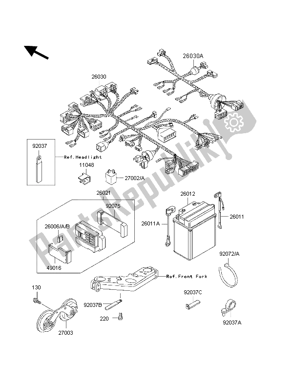 Tutte le parti per il Equipaggiamento Elettrico Del Telaio del Kawasaki 1000 GTR 1998