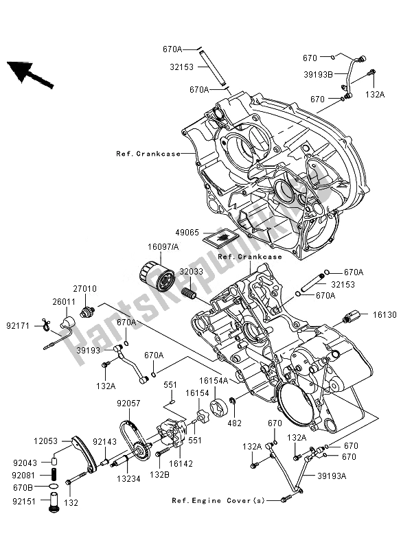 All parts for the Oil Pump of the Kawasaki KVF 650 4X4 2007