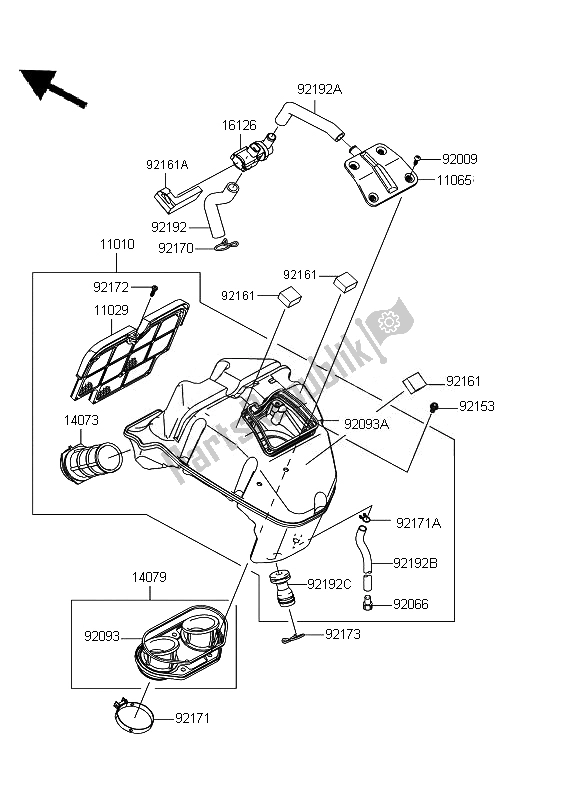 All parts for the Air Cleaner of the Kawasaki ER 6N 650 2010