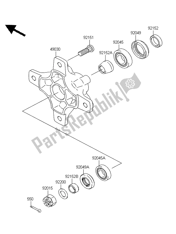 Tutte le parti per il Mozzo Anteriore del Kawasaki KFX 700 2011