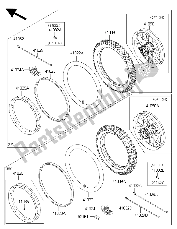 Alle onderdelen voor de Banden van de Kawasaki KLX 450R 2015