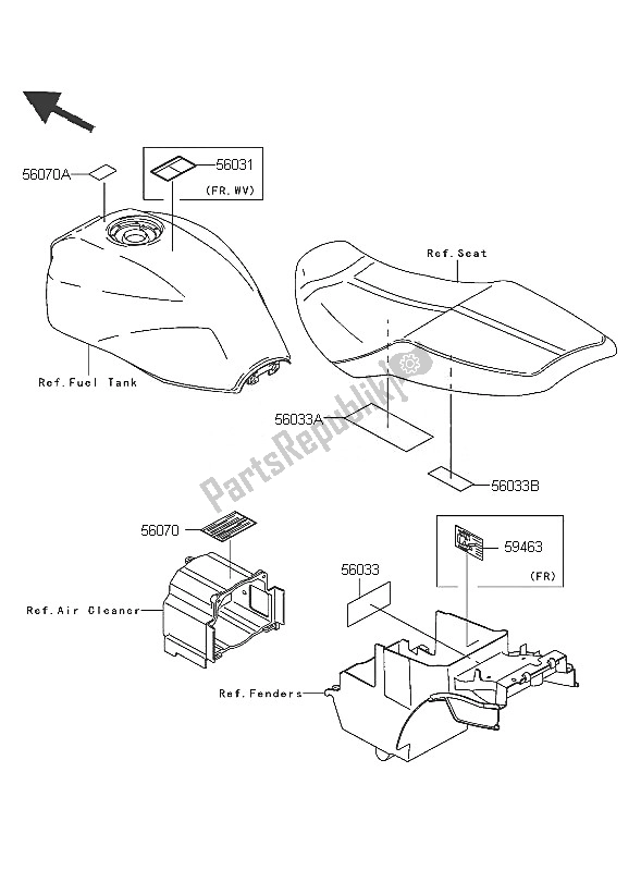 All parts for the Labels of the Kawasaki ZRX 1200R 2005