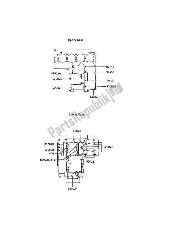 Tutte le parti per il Modello Del Bullone Del Basamento del Kawasaki GPZ 1000 RX 1988