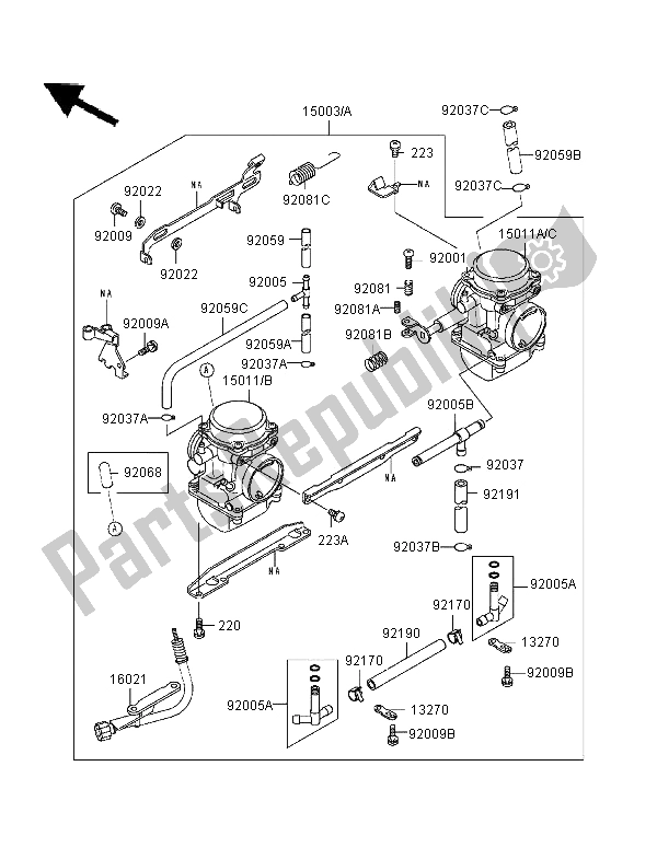 All parts for the Carburetor of the Kawasaki ER 5 500 1997