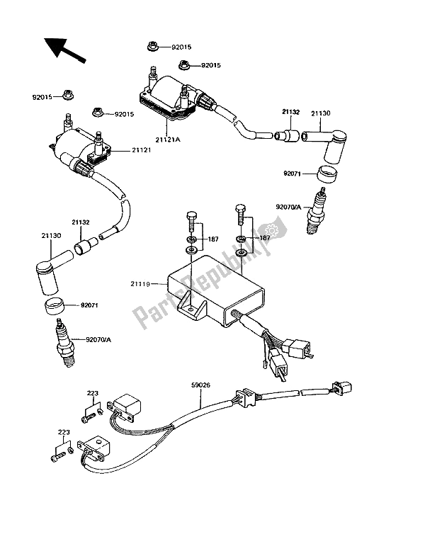 Wszystkie części do Cewka Zap? Onowa Kawasaki GPZ 305 Belt Drive 1991