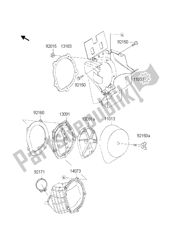 All parts for the Air Cleaner of the Kawasaki KX 125 2002