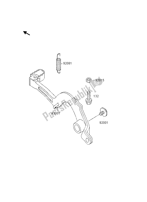 All parts for the Brake Pedal of the Kawasaki KX 500 1997