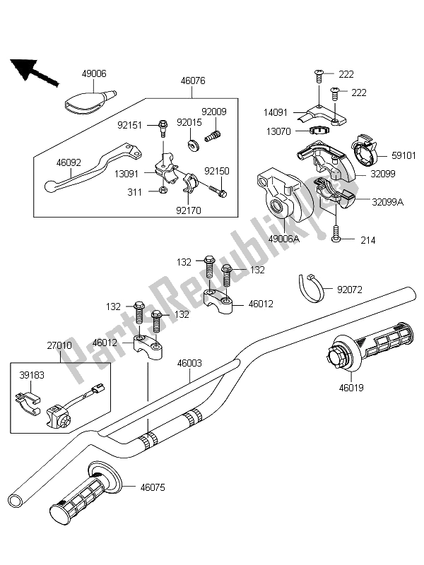 All parts for the Handlebar of the Kawasaki KX 85 SW LW 2012