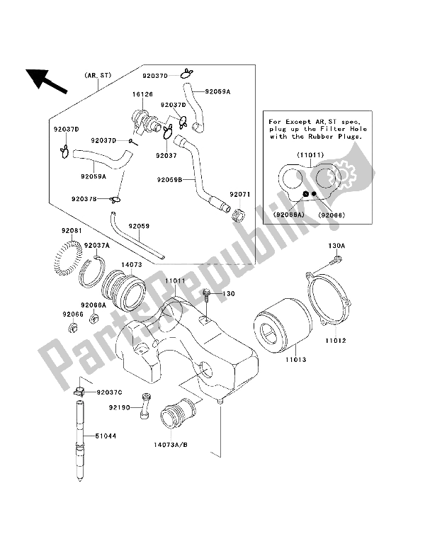 Tutte le parti per il Filtro Dell'aria del Kawasaki EN 500 1992