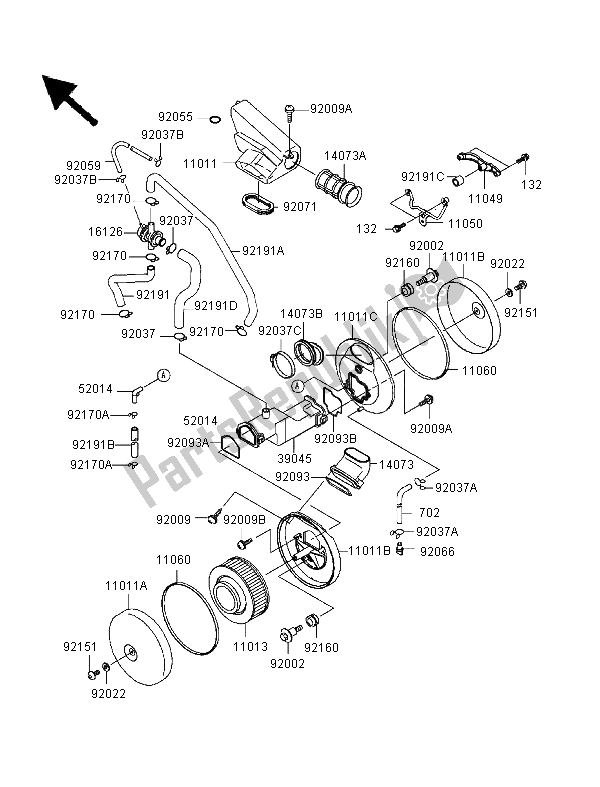 All parts for the Air Cleaner of the Kawasaki VN 1500 Classic 1999