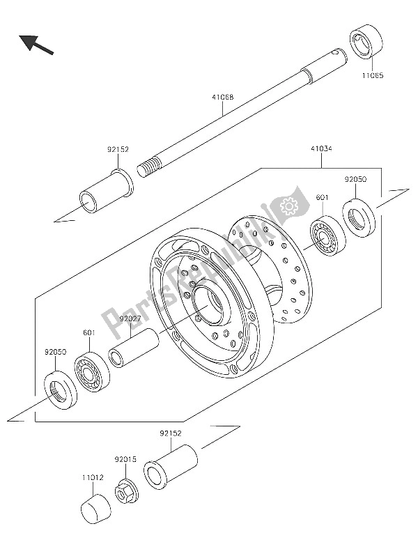 All parts for the Front Hub of the Kawasaki Vulcan 900 Classic 2016