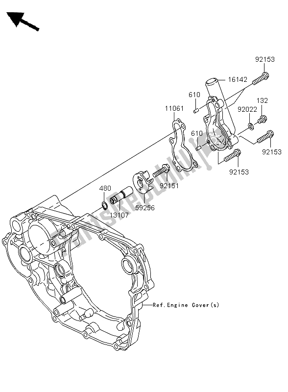 All parts for the Water Pump of the Kawasaki KX 450F 2011