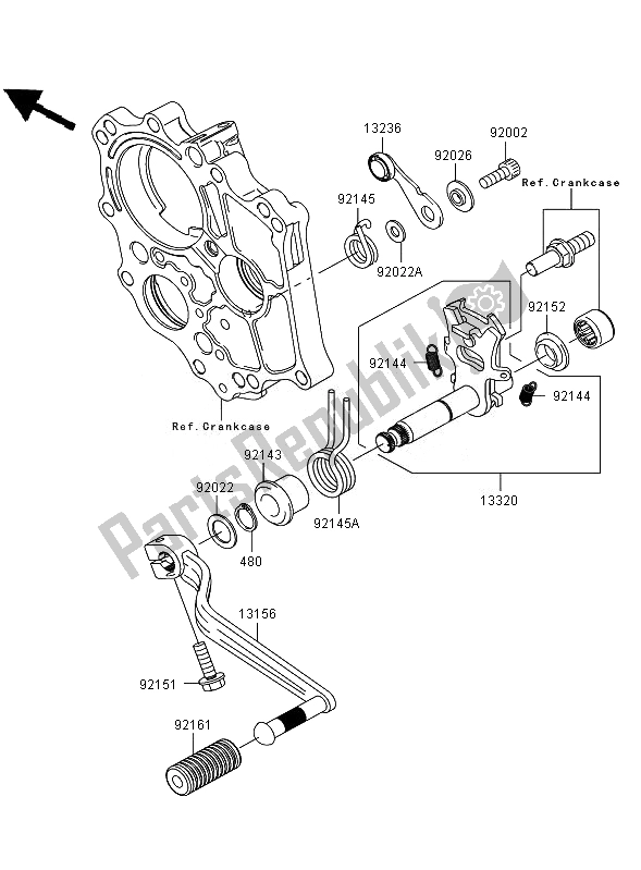 All parts for the Gear Change Mechanism of the Kawasaki ER 6N ABS 650 2007