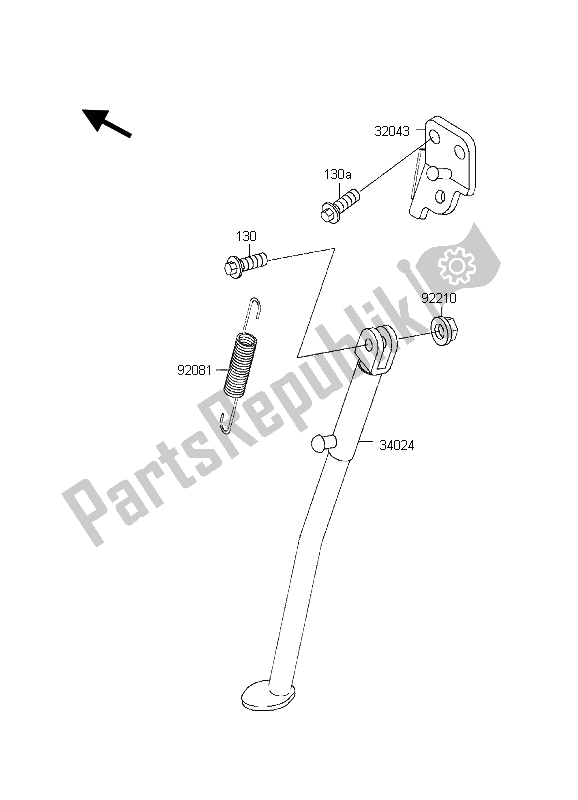 All parts for the Stand of the Kawasaki KDX 200 1998