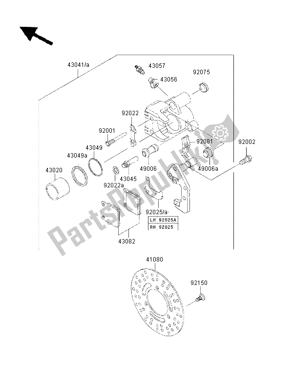 All parts for the Front Brake of the Kawasaki KVF 300 2000