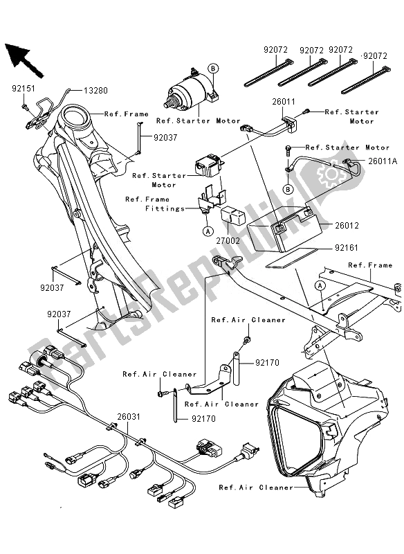 All parts for the Chassis Electrical Equipment of the Kawasaki KLX 450R 2010