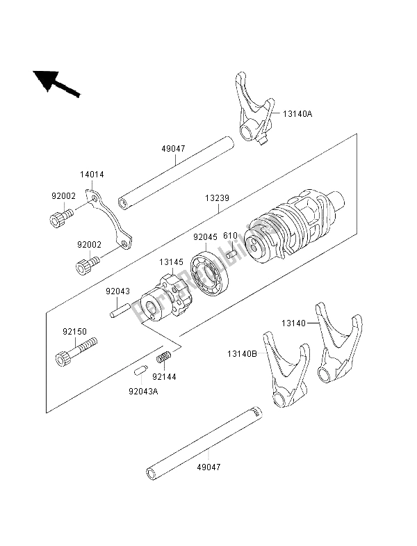 Tutte le parti per il Tamburo Cambio E Forcella Del Cambio del Kawasaki Ninja ZX 7 RR 750 1997