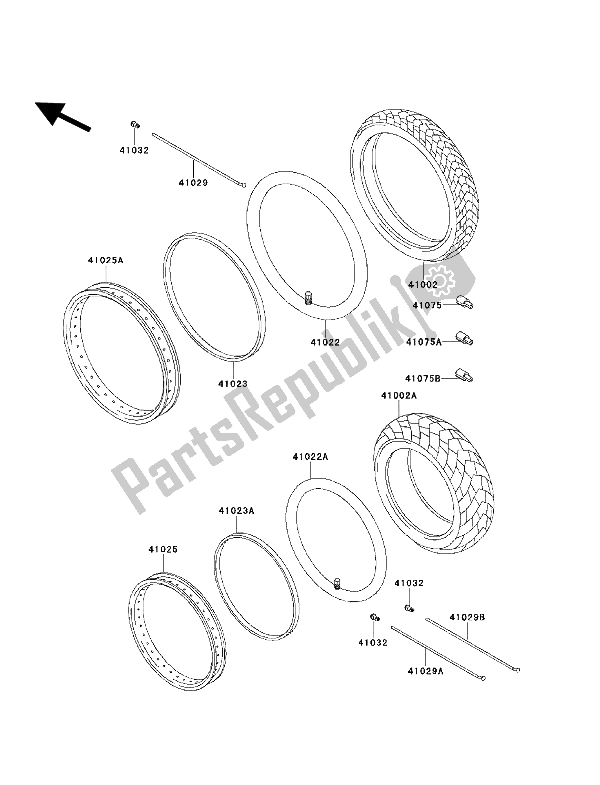 All parts for the Tires of the Kawasaki KLX 650 1993