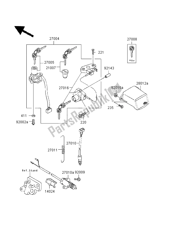 All parts for the Ignition Switch of the Kawasaki ZXR 400 1997