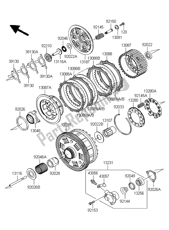 Toutes les pièces pour le Embrayage du Kawasaki 1400 GTR 2009