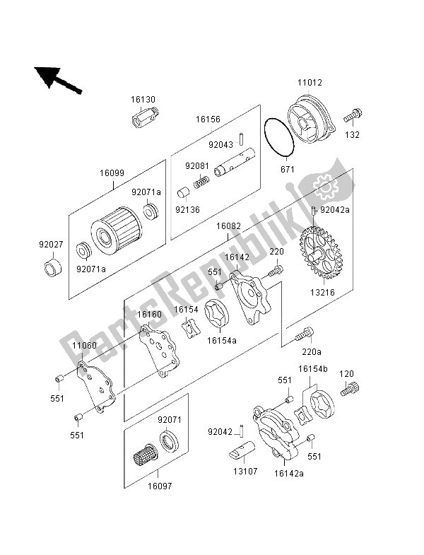 Alle onderdelen voor de Oliepomp van de Kawasaki KLX 650R 2001