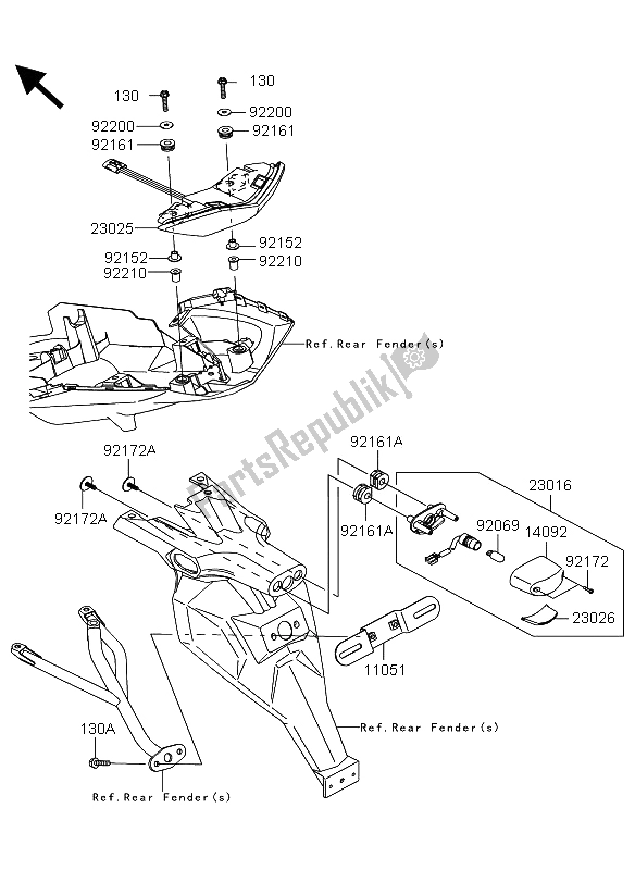 Toutes les pièces pour le Feux Arrières) du Kawasaki Versys 650 2013