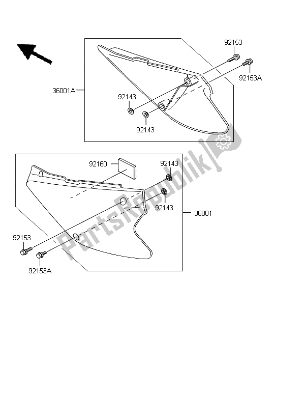 Todas las partes para Cubiertas Laterales de Kawasaki KX 85 SW LW 2006