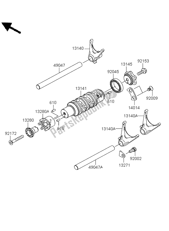 All parts for the Gear Change Drum & Shift Fork of the Kawasaki Versys ABS 650 2012