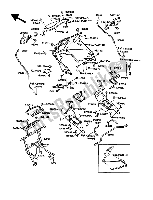 Todas las partes para Cubierta de Kawasaki 1000 GTR 1991