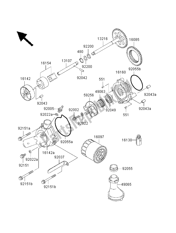 Tutte le parti per il Pompa Dell'olio del Kawasaki Ninja ZX 9R 900 2000