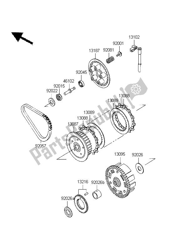 All parts for the Clutch of the Kawasaki KLE 500 1999