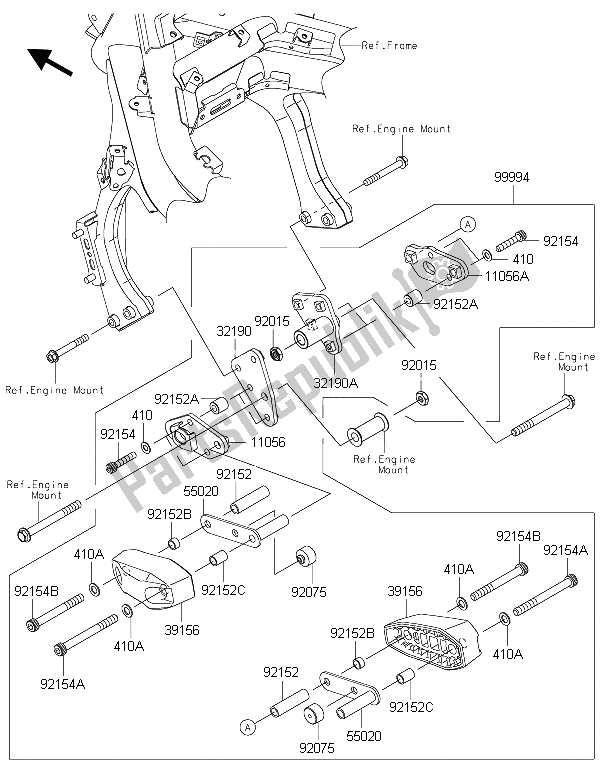 Toutes les pièces pour le Accessoire (protection Moteur) du Kawasaki ER 6F ABS 650 2015