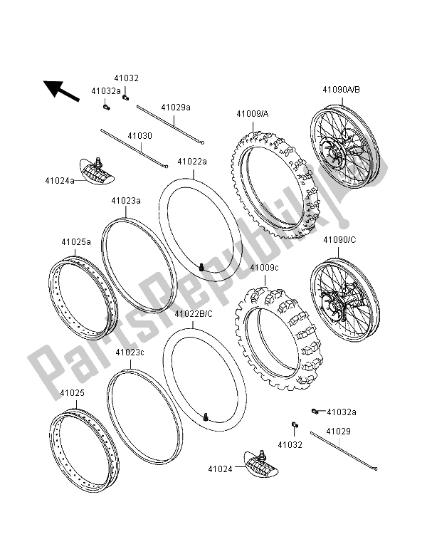 All parts for the Tires of the Kawasaki KX 250 2000