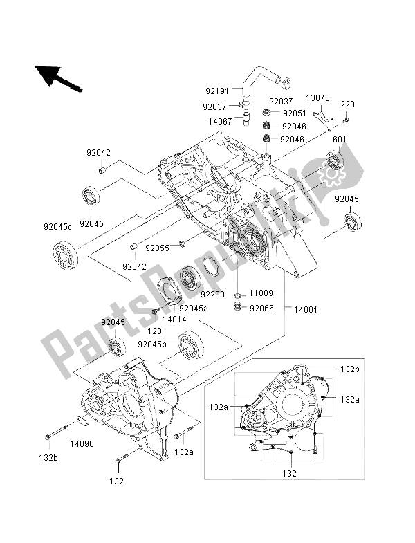 Todas las partes para Caja Del Cigüeñal de Kawasaki KVF 400 2002