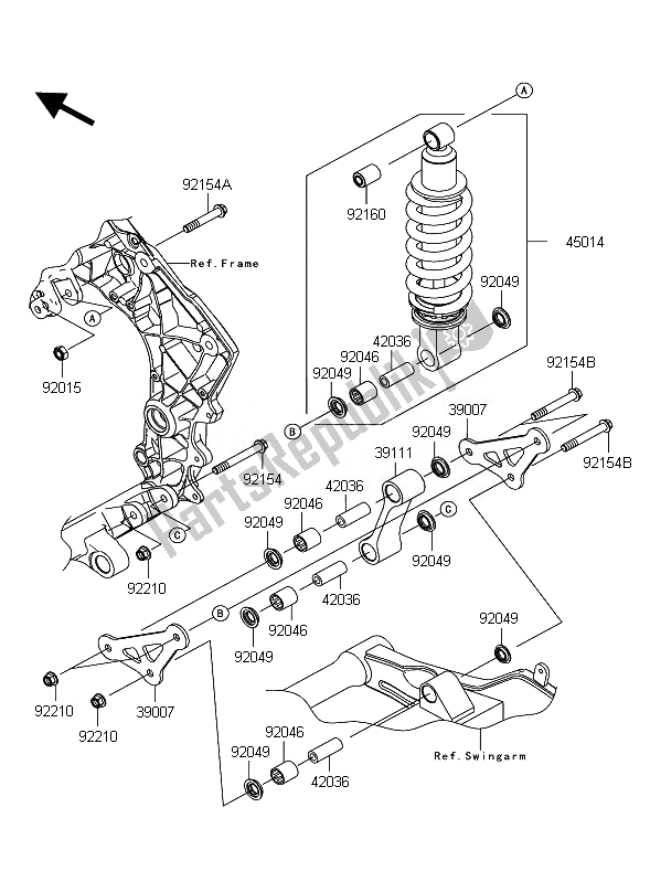 All parts for the Suspension & Shock Absorber of the Kawasaki Z 1000 ABS 2010