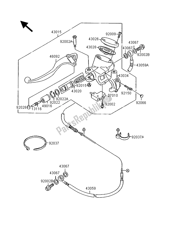 All parts for the Clutch Master Cylinder of the Kawasaki VN 15 1500 1995