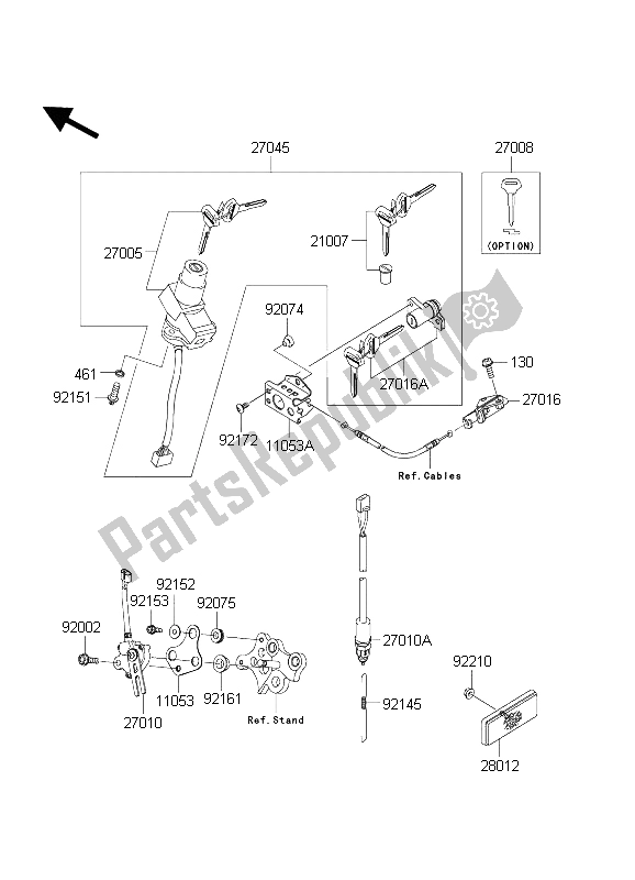 All parts for the Ignition Switch of the Kawasaki Ninja ZX 6 RR 600 2004