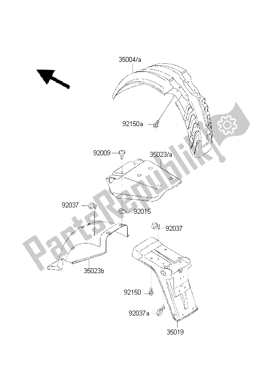 All parts for the Fenders of the Kawasaki KLR 650 2001