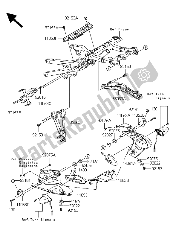 Toutes les pièces pour le Ferrures De Cadre du Kawasaki Ninja ZX 6R 600 2006