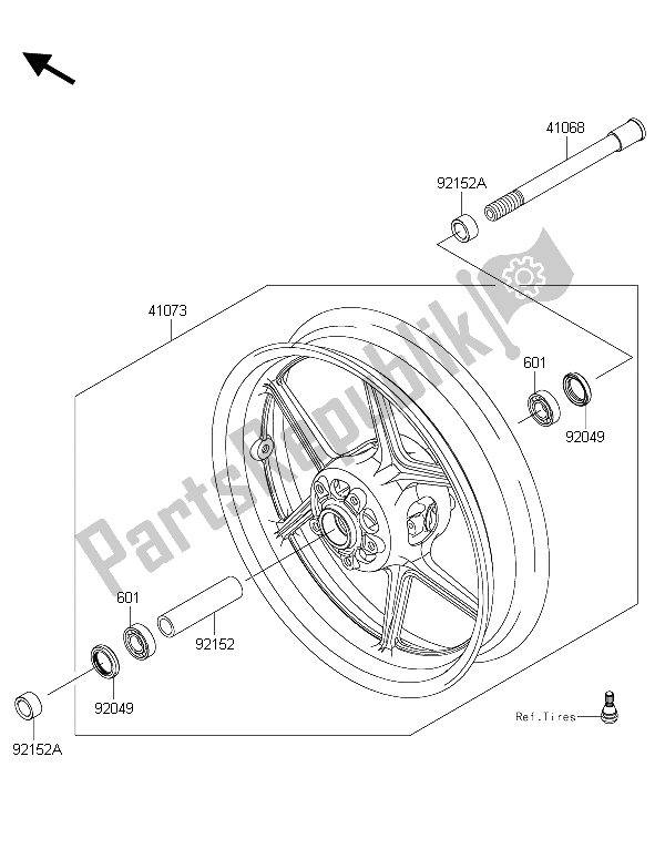 Tutte le parti per il Mozzo Anteriore del Kawasaki Z 1000 SX 2015