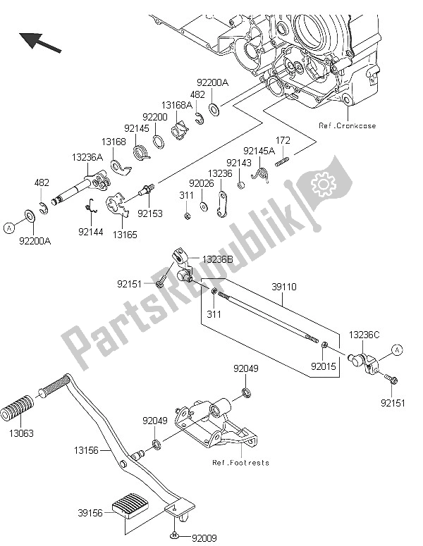 Toutes les pièces pour le Mécanisme De Changement De Vitesse du Kawasaki Vulcan 1700 Voyager ABS 2016