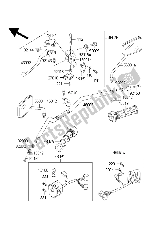 Tutte le parti per il Manubrio del Kawasaki ZR 7 750 2001