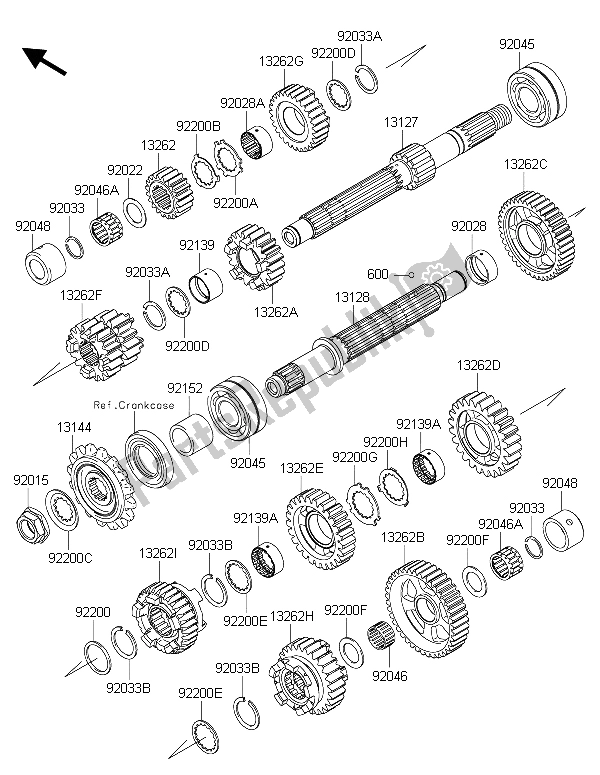 All parts for the Transmission of the Kawasaki Z 1000 ABS 2015