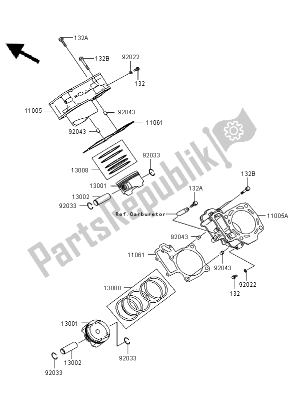 Tutte le parti per il Cilindro E Pistone del Kawasaki KVF 750 4X4 2007