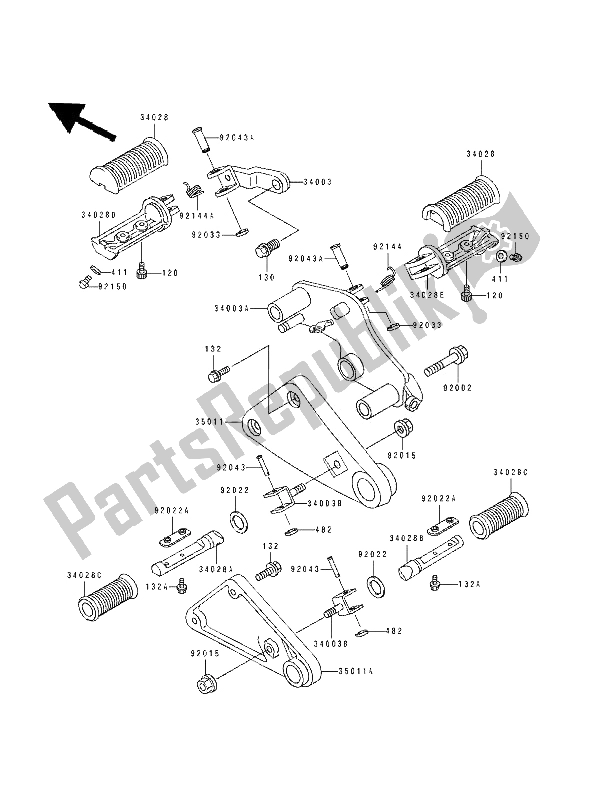 All parts for the Footrests of the Kawasaki EN 500 1994