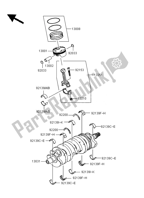 All parts for the Crankshaft & Piston(s) of the Kawasaki Ninja ZX 6R 600 2011