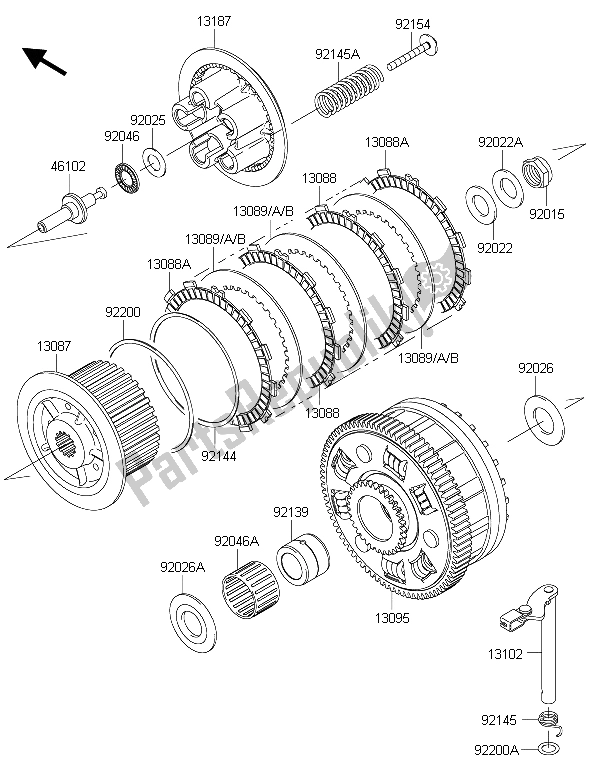 All parts for the Clutch of the Kawasaki Z 1000 ABS 2015