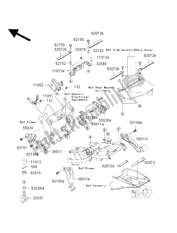 All parts for the Frame Fittings of the Kawasaki Ninja ZX 9R 900 2002