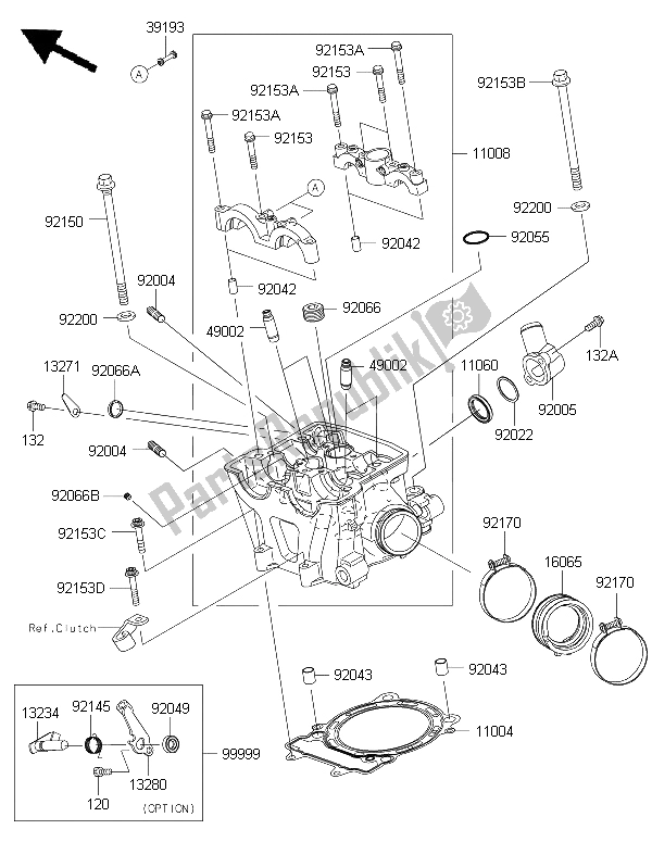 Tutte le parti per il Testata del Kawasaki KLX 450R 2015