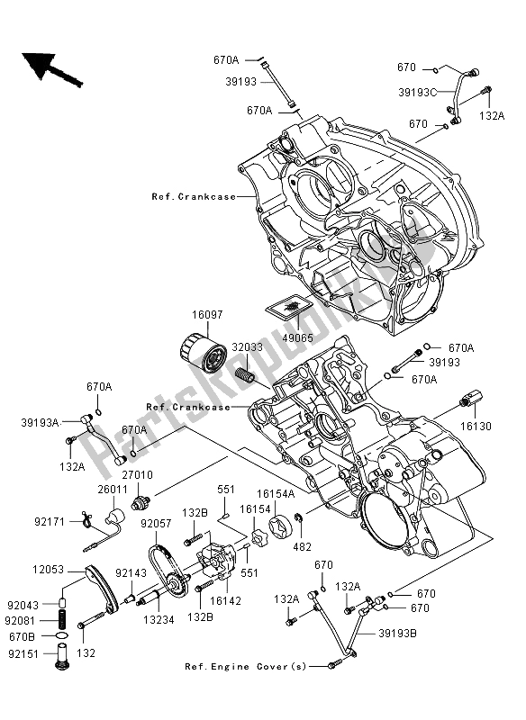 Tutte le parti per il Pompa Dell'olio del Kawasaki KVF 750 4X4 2009